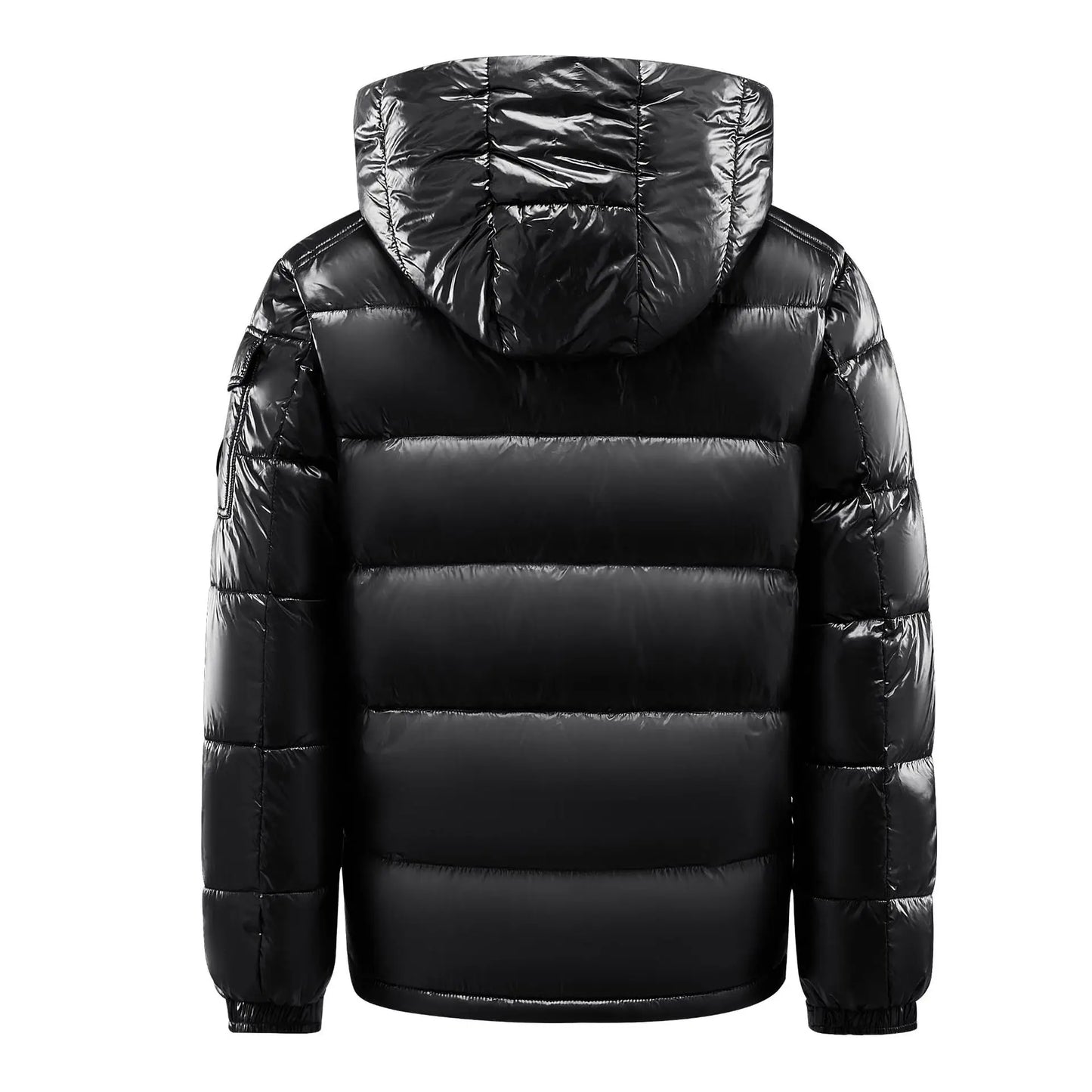 Black Shiny Padded Jacket Unisex Couple Plus Size Hooded Fleece Thickened Coat Winter Streetwear