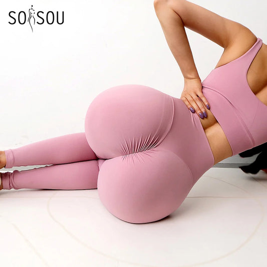 SOISOU Nylon Gym Yoga Hosen Frauen Leggings Für Fitness Hohe Taille Lange Hosen Frauen Hip Push UP Strumpfhosen Frauen Kleidung 2 arten