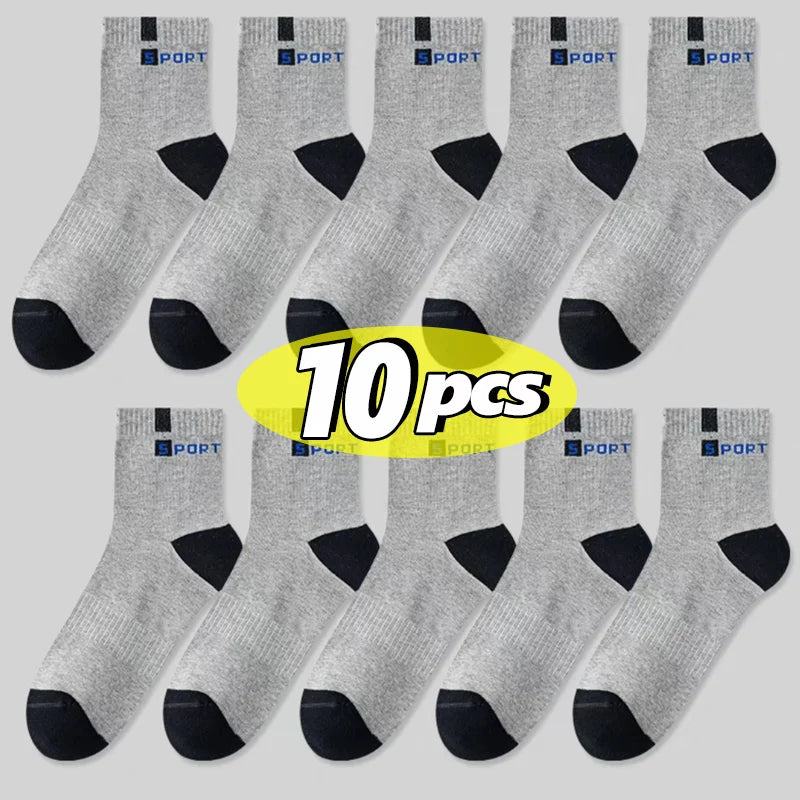 5Pairs 2025 Mens Fashion Sports Socks Spring and Autumn Sweat Absorbent Comfortable Thin Breathable Meias Socks EU 38-47