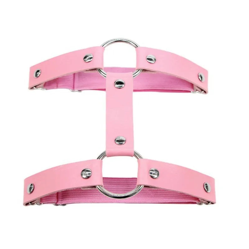 Punk Hard Girl Leather Ring Leg Ring S-exy Double Strap Thigh Ring Garter Belt