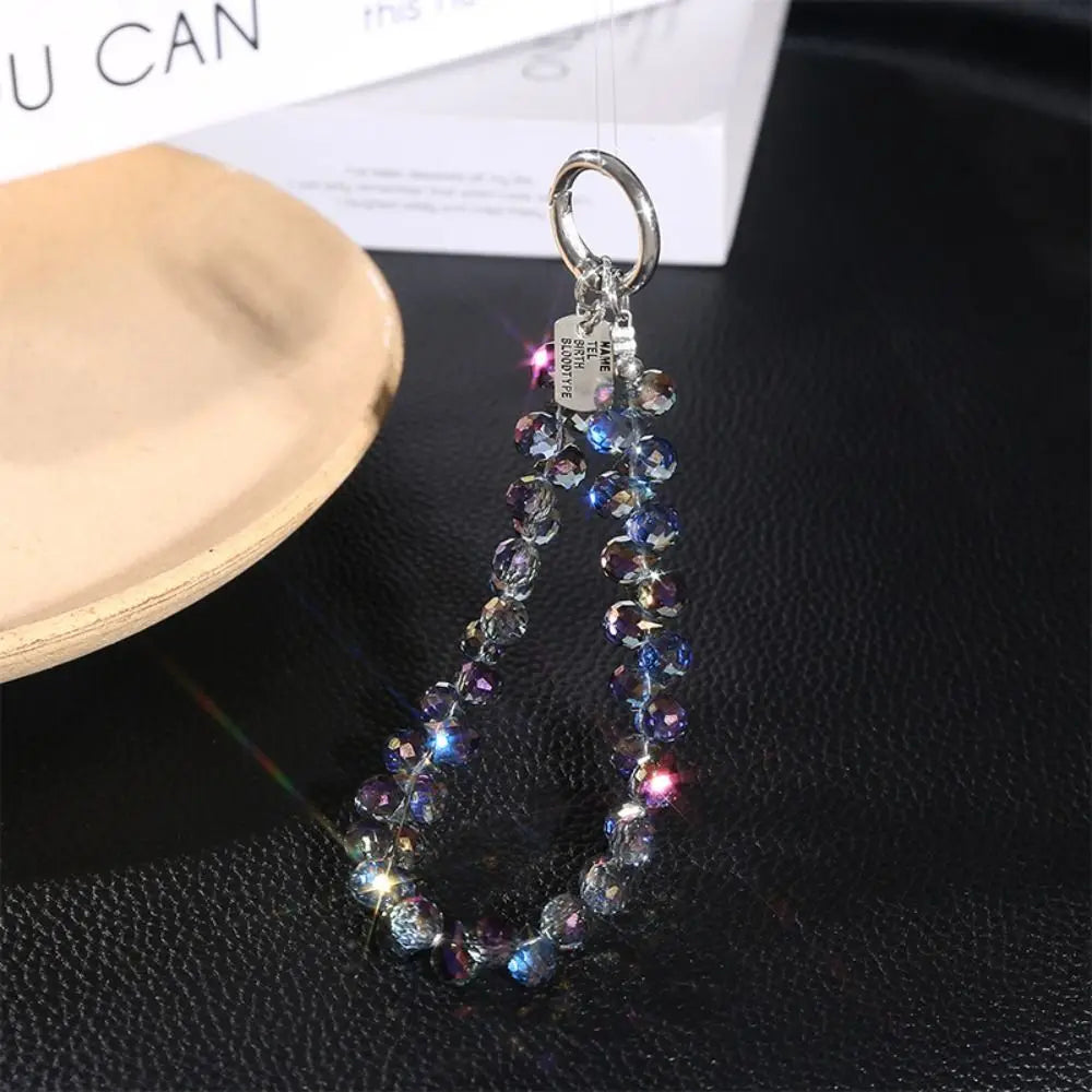 Colorful Mobile Phone Lanyard Chain Stylish Glitter Crystal Bead Pendant Keychain Jewelry Bag Accessories Sparkle Key Chains