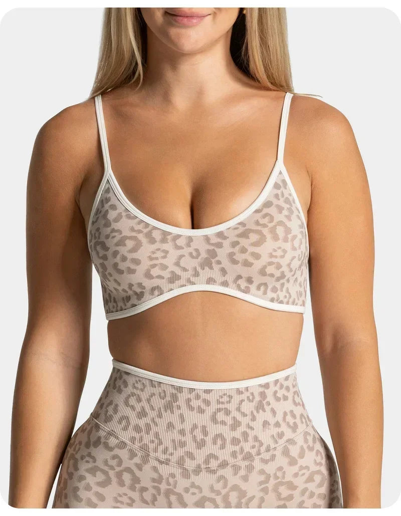2PCS  High Quality Yoga SetNew Leopard Print Sports Underwear, Shockproof Butt Lift Workout Sports Trousers Women Activewear