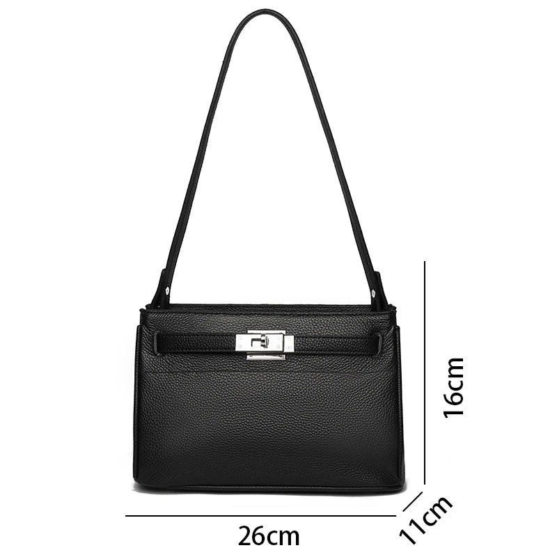 Women Cowhide Genuine Leather Crossbody Bag Lady Fashion Retro Underarm Bags Female Luxury Designer Shoulder Handbag for Ladies