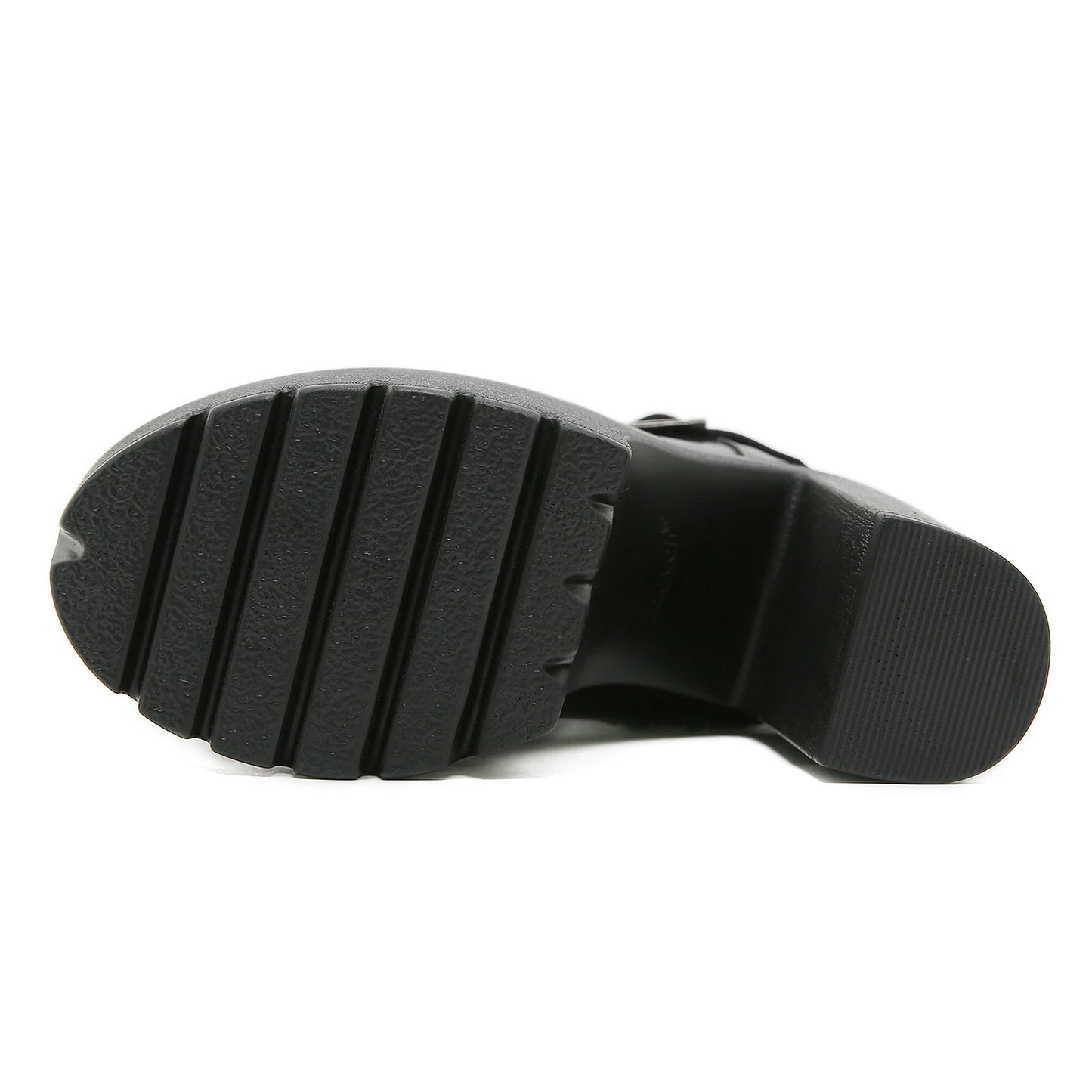 Gdgydh Punk Goth Women Motorcycle Boots Block High Heels Platform Shoes Woman Fashion Buckle Design Cool Street Winter Boots