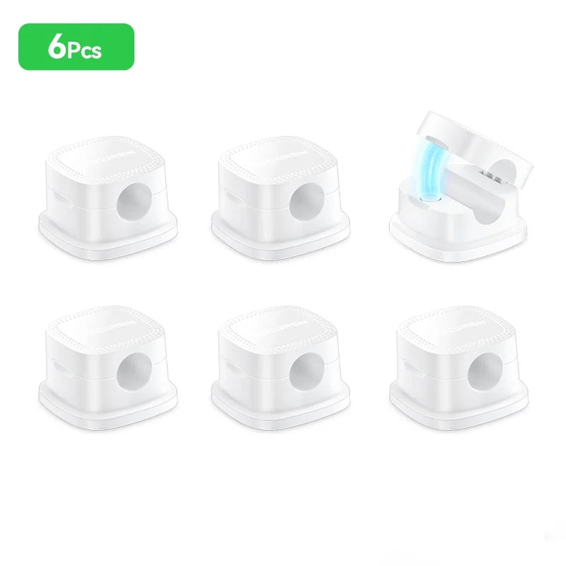 Rocoren Magnetic Cable Sorting Desktop Self Adhesive Cable Clamp Adjustable Cable Management Clamp for Earphone Cable Data Cable