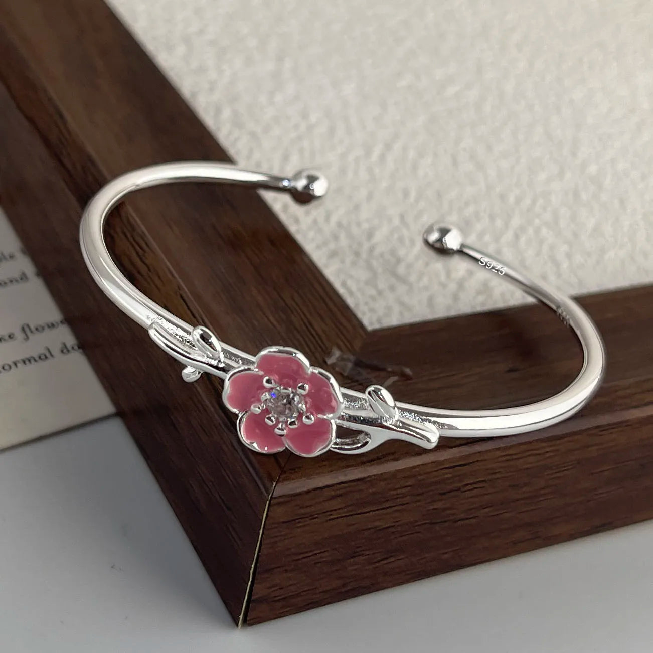 100% Solid 925 Sterling Silver Metal Bracelet for Women FLower Handmade Simple Wide Heart Chain Bracelet Birthday Gift Party