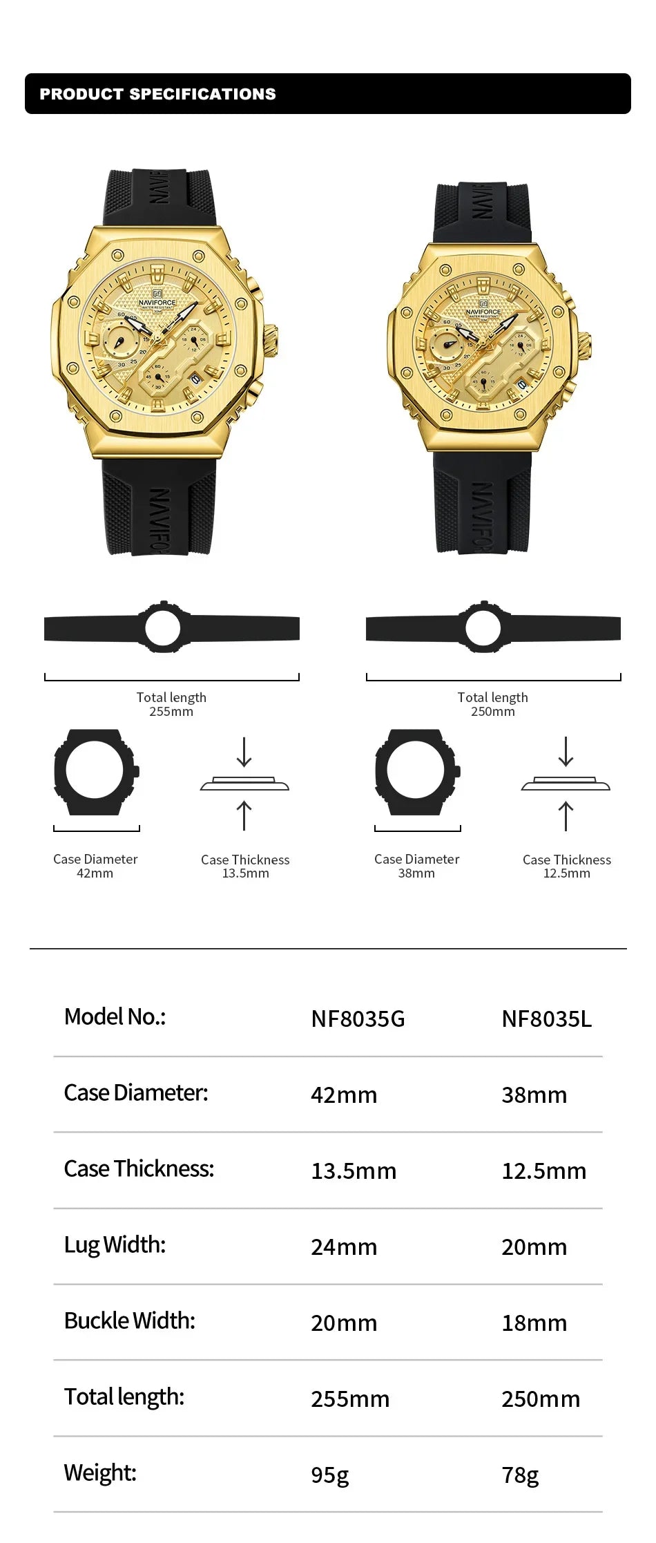 NAVIFORCE Original Men Watch Quartz Top Brand Luxury Digital Male Clock Military Business Sport Women Lady Lover Wristwatch 8035