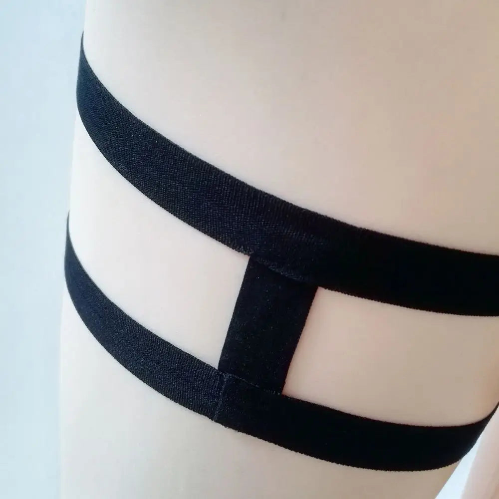 Elastic Cage Chain Suspender Strap Hollow Leg Garter Belt Harness