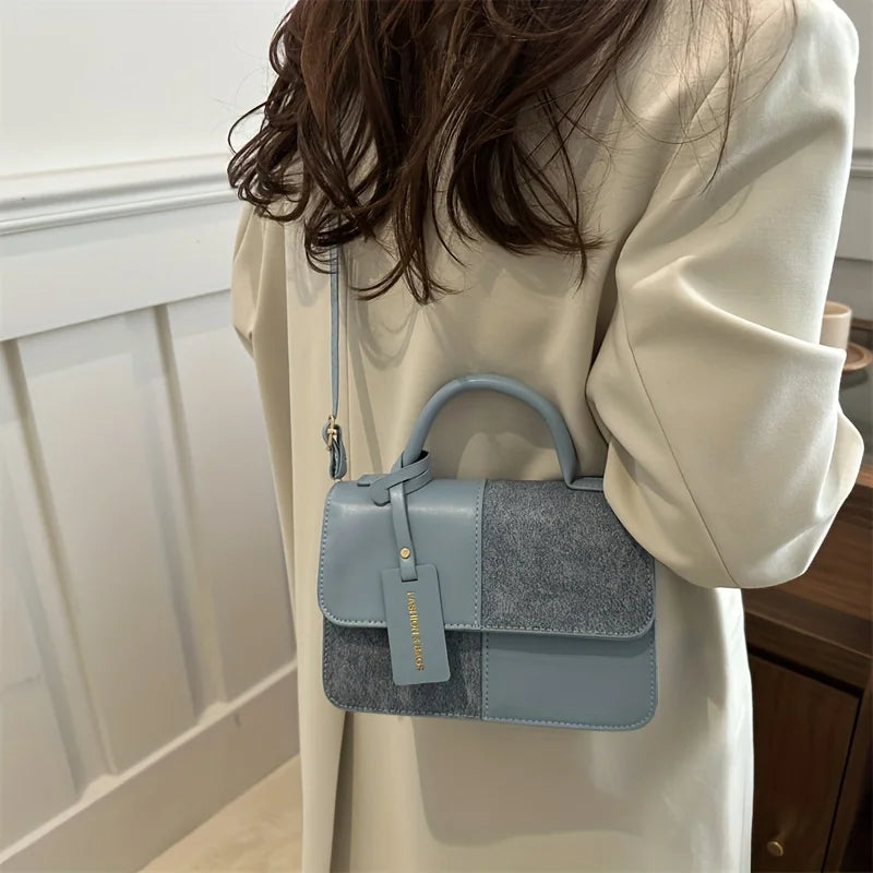 Elegant Women's Handbag Crossbody Shoulder Bag, Snap Closure Tote Bag, Everyday Accessory, Geometric Pattern, Fashion Lovers