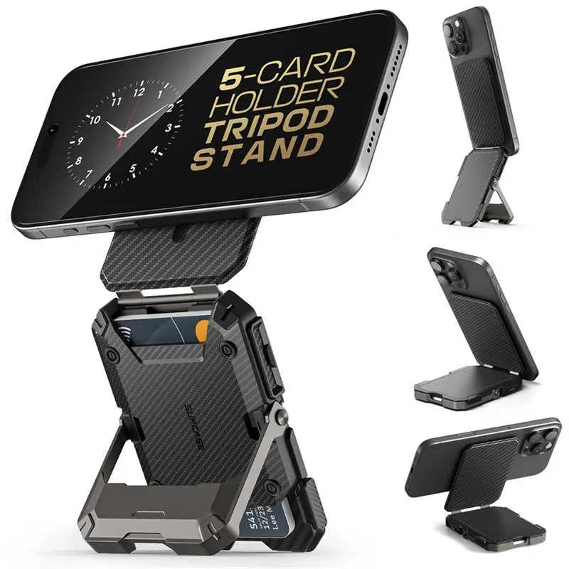Magnetic Tripod Phone Stand Credit Card Holder for iPhone 16/15/14/13/12 SUPCASE Adjustable Phone Stand Compatible with MagSafe