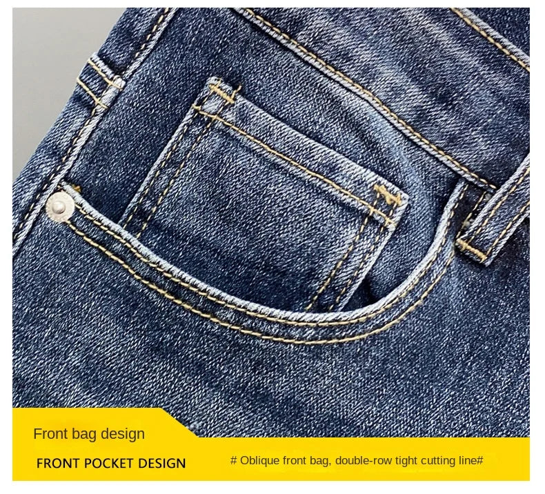 Modische Jeans mit Aufdruck für Herren, leichte Luxus-Jeans für Herren, Stretch, Slim Fit, hochwertige und modische Freizeithose mit Knöchelband