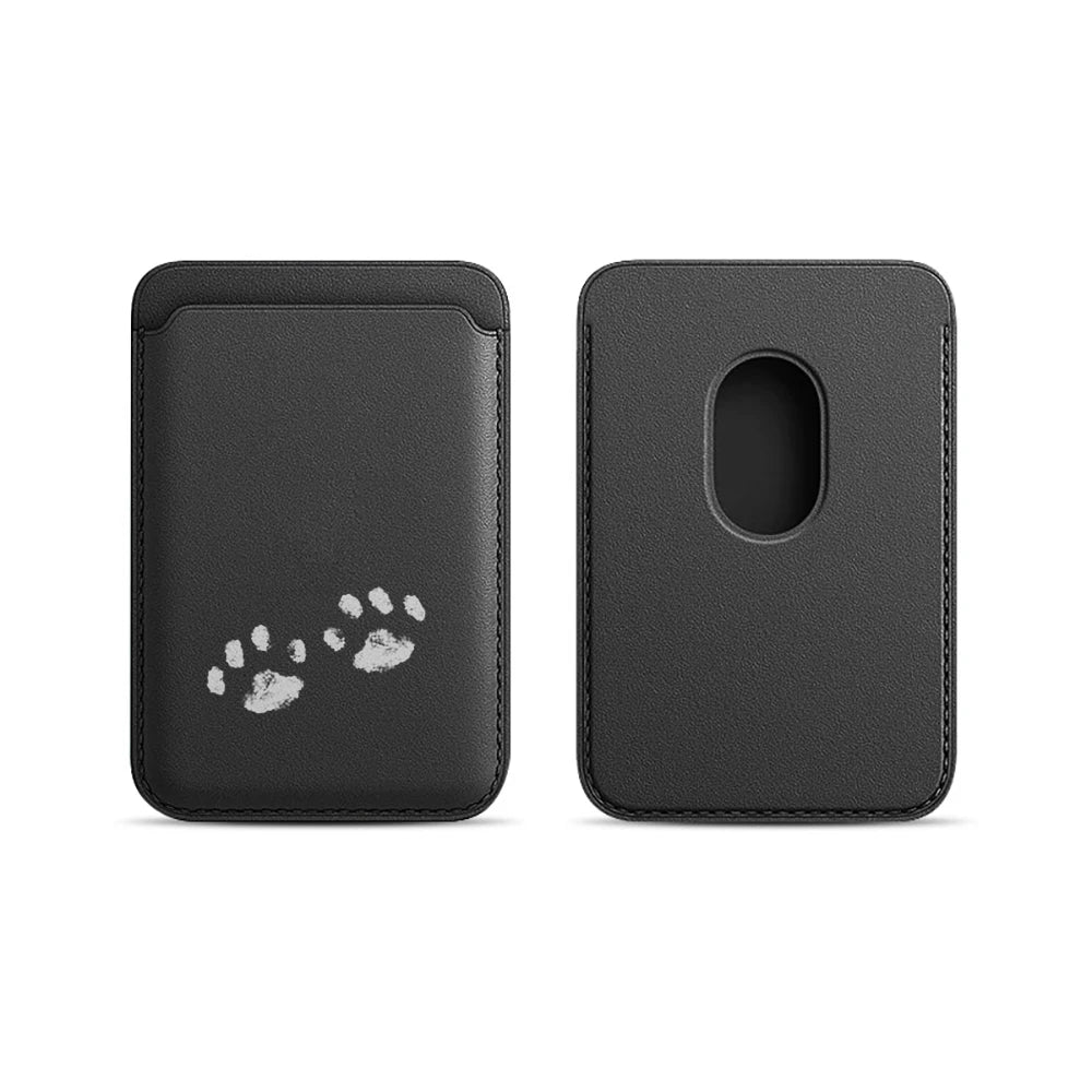 Cute Paw Bean Leather Card Wallet Cover Phone Card Holder Magnetic Case Suitable For all iPhone for Magsafe Card  Phone Back Bag