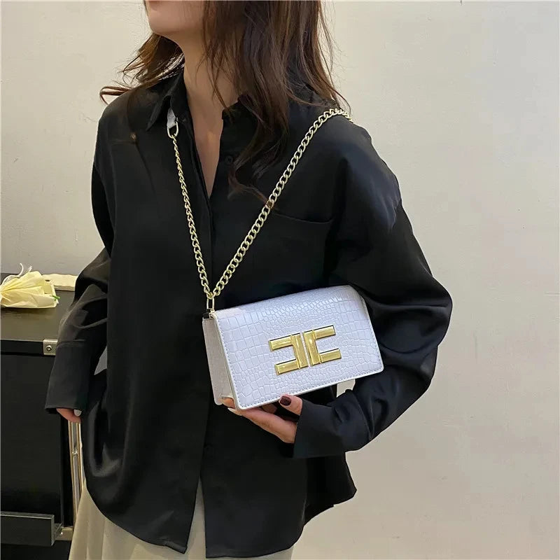 Luxury Designer Bags Women Handbag Fashion Simple Commute Small Square Bag Vintage Alligator Pattern Flap Shoulder Crossbody Bag