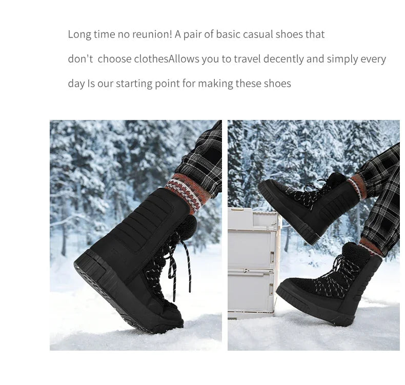 XIANG GUAN Outdoor Kältebeständige WanderschuheTurnschuhe Winter Damen Schneestiefel wasserdichte Bergschuhe Camping Casual Sneakers