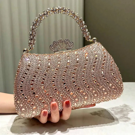 2024 New Luxury Fashion Diamonds Women's Handbags Full Rhinestone Design Party Clutch Bag Portable Tote Shoulder Messenger Bags