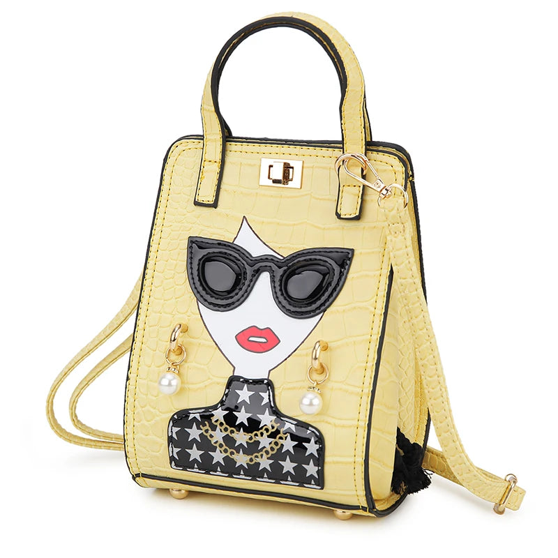 Novelty Lady Face Crossbody Bag for Women Fashion Purses and Handbags Designer Shoulder Bag Party Clutch Bat Bag Casual Totes