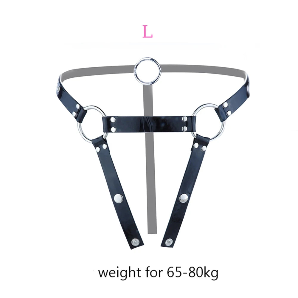 PU Leather Chastity Belt For Metal Penis Lock Cage Auxiliary Harness Belt Underwear Chastity Accessories B*SM Men S*x Toys