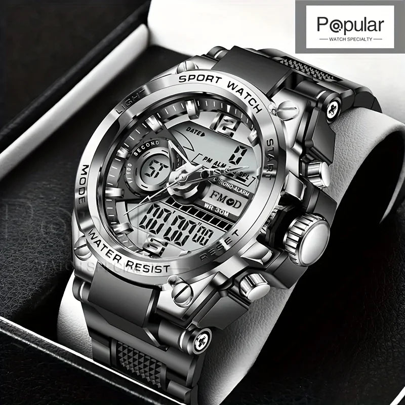 Digital  Men Steel Military Wristwatch LED Quartz ClockSport Watch Male Big Watches Men Relogios Masculino