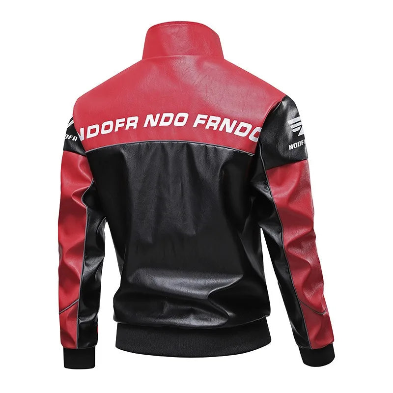 New Motorcycle PU Leather Bomber Jacket Japanese Loose Fashion Flight Jacket Large Size Men's Printed Faux Leather