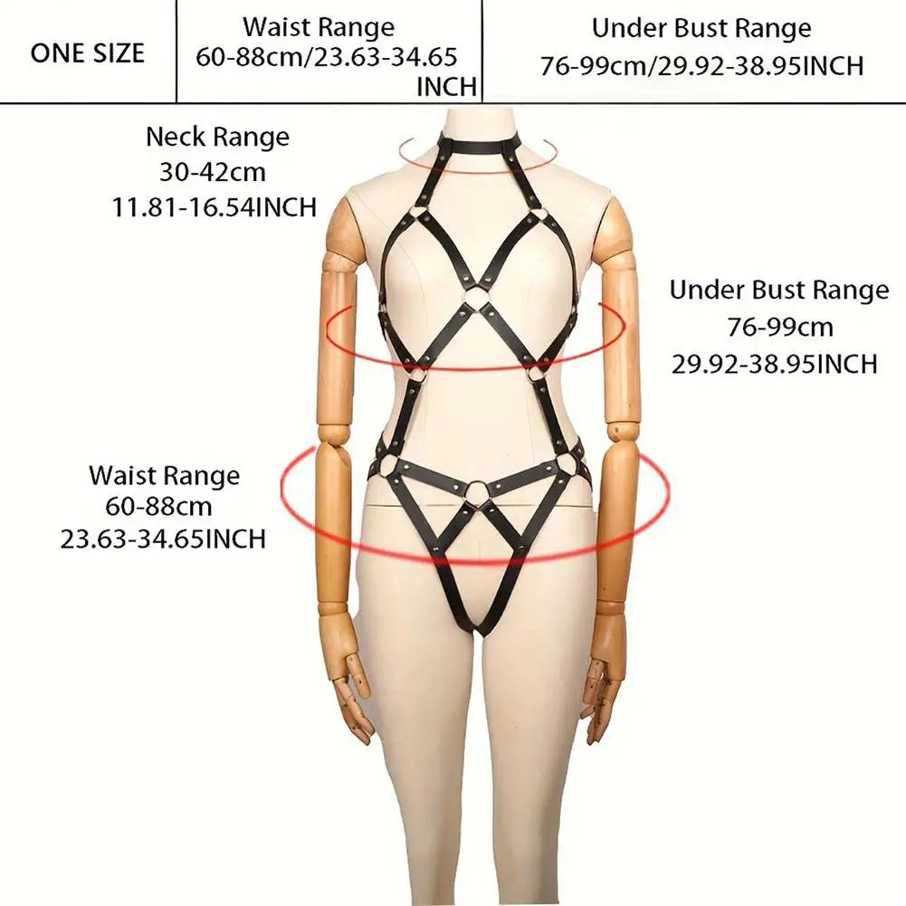 Body Harness Sexy Bondage BDSM PU Leather Adjustable Strap Women Party Cosplay Gothic Fetish Fashion Wear