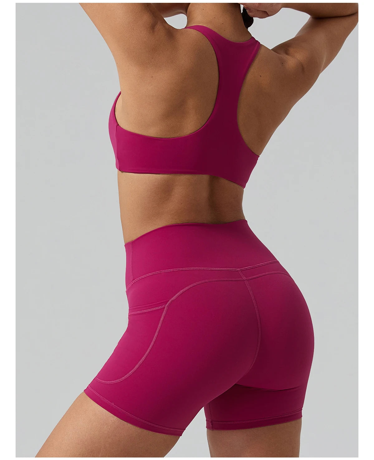 Hearuisavy Fitness Set 2Pcs Women Gym Sports Bra Running Sports Shorts With Pockets High Impact Breathable Racerback Yoga Tops