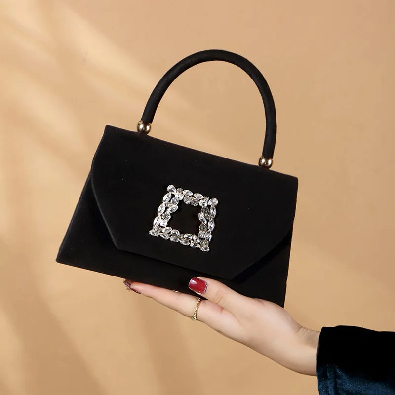 Elegant Fashion Shiny Corduroy Dinner Bag Lady's Wedding Handbag for Party and Dance Crossbody Bags Women Red Top-handle Bags