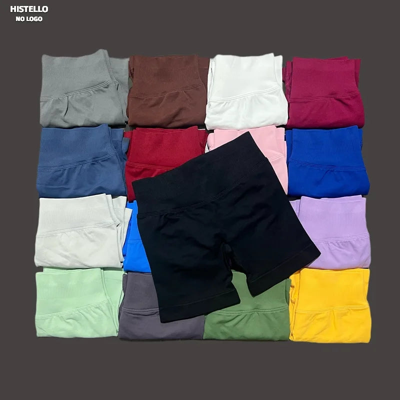 HISTELLO Gym Shorts Women Sports Shorts Scrunch Booty Fitness Biker Short Workout Yoga Leggings Running Gym Seamless Leggings