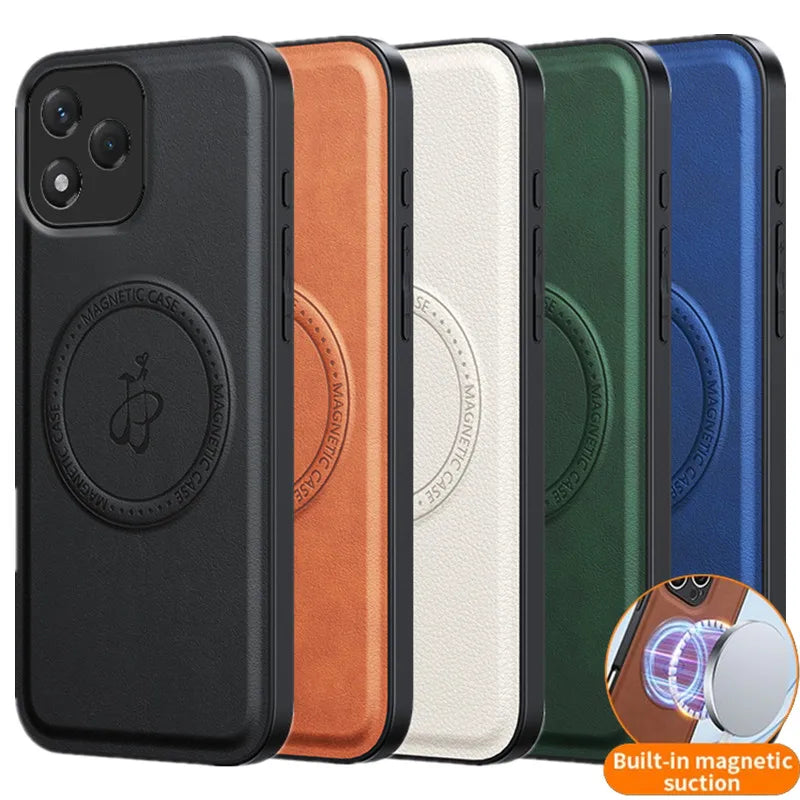 PU Leather Wireless Charging Magnetic Case for Honor 400 Lite 400 Pro 5G Protective Cover Hard Back Shell Coque