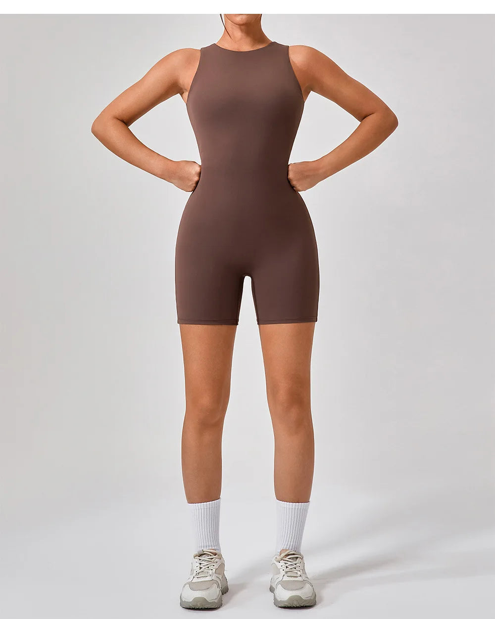 SOISOU One Piece Jumpsuit Women Sleeveless Back Zipper Sportswear Woman Gym Yoga Sport Sets Nylon Fitness Sets Women Tracksuit