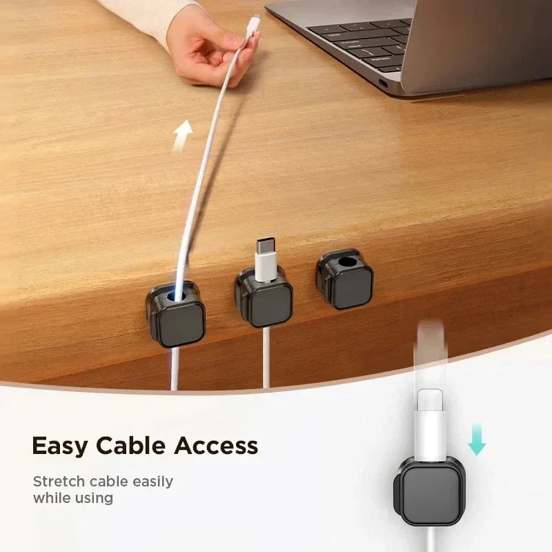 Magnetic Cable Clip Cable Holder Adhesive Wire Keeper Cord Cable Organizer for Home Office Under Desk Management