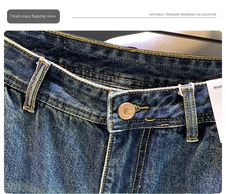 High Street Trendy Marke Retro Distressed Loose Harlan Jeans Herren Frühling und Herbst Neue personalisierte trendige Patch lange Hosen Me