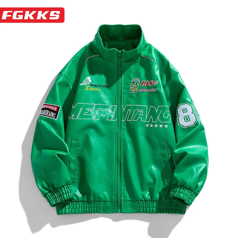 FGKKS 2023 Bomber Casual Jacke Für Männer Druck Trend Mantel Hohe Qualität Design Junge Streetwear Leder Jacke Männlich