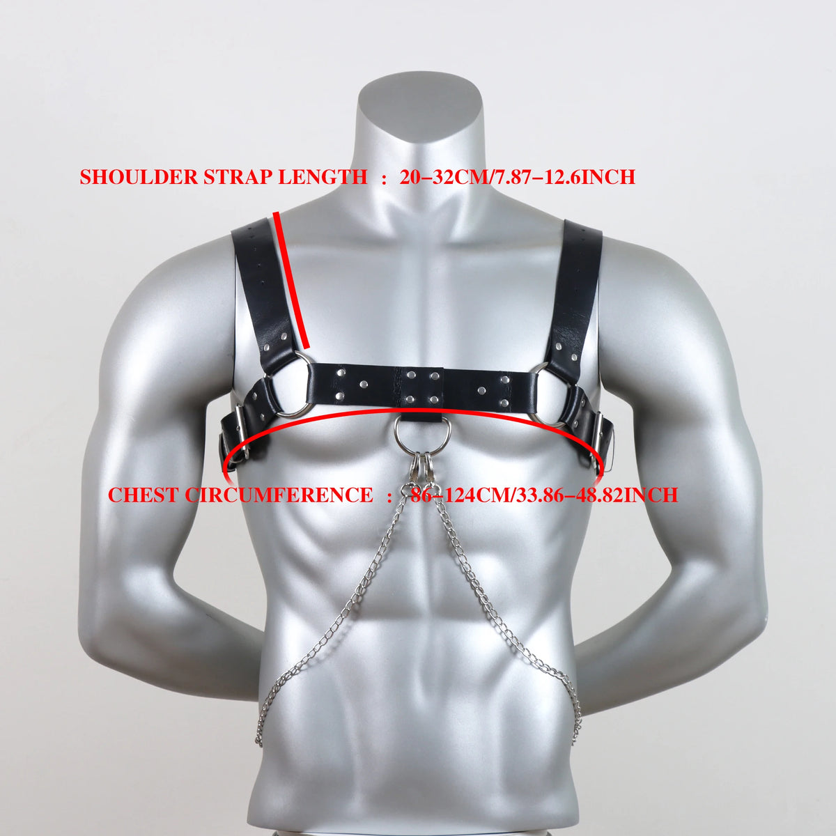Men's Punk-Style Leather Chest Harness,Portable and Stylish for Casual and Formal Wear, Faux Leather