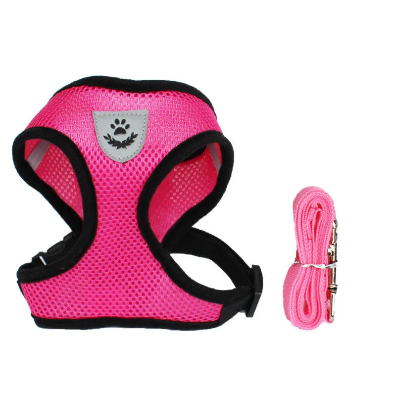 Cat Dog Harness Adjustable Vest Walking Lead Leash For Puppy Dogs Collar Polyester Mesh Harness For Small Medium Dog Cat Pet