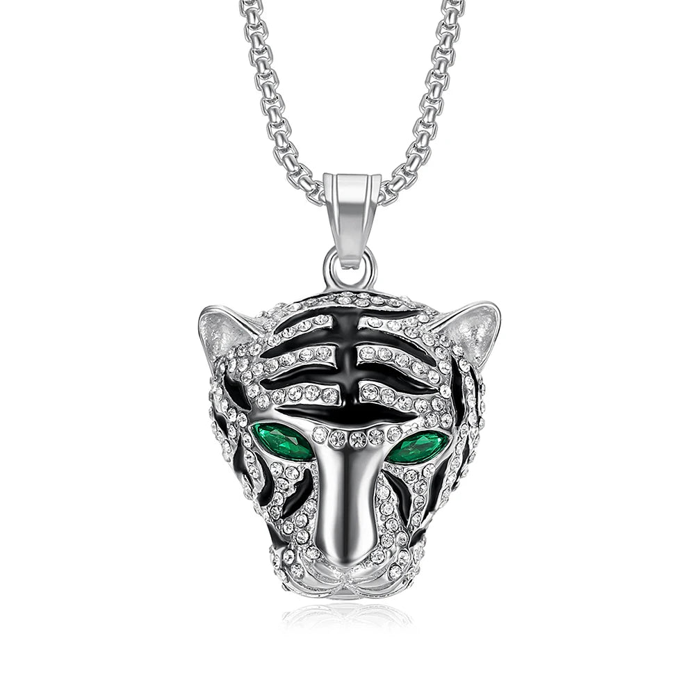 Fashion Vintage Stainless Steel Leopard Head Pendant Necklace Hip Hop Biker Animal Necklaces For Men Women Classic Jewelry Gifts