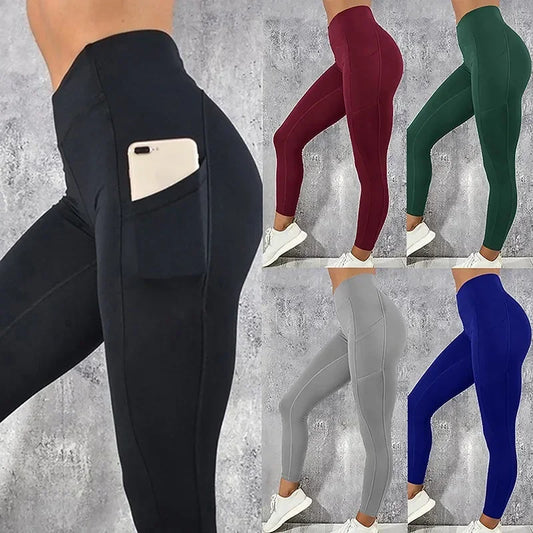 Sportbekleidung für Damen, Leggings mit Taschen, Yogahose, Fitness-Laufhose, dehnbare Sportbekleidung, Sporthose in Übergröße für Damen