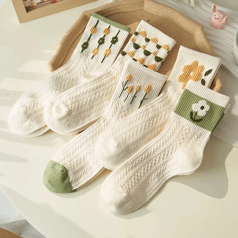 5 Pairs of New Spring and Fall Sports Students MEN'S Soft Anti-odor Sweat Sports Mid-calf Socks