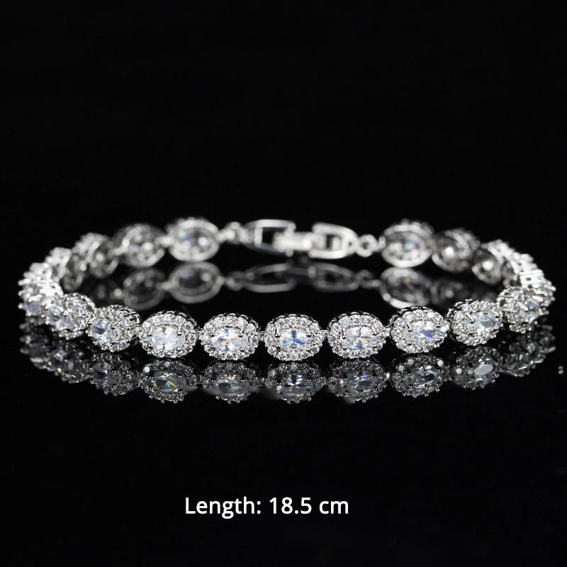 BeaQueen Trendy Green and White Cubic Zirconia Stone Silver Color Tennis Bracelets Dress Jewelry Accessories Gift for Women B100