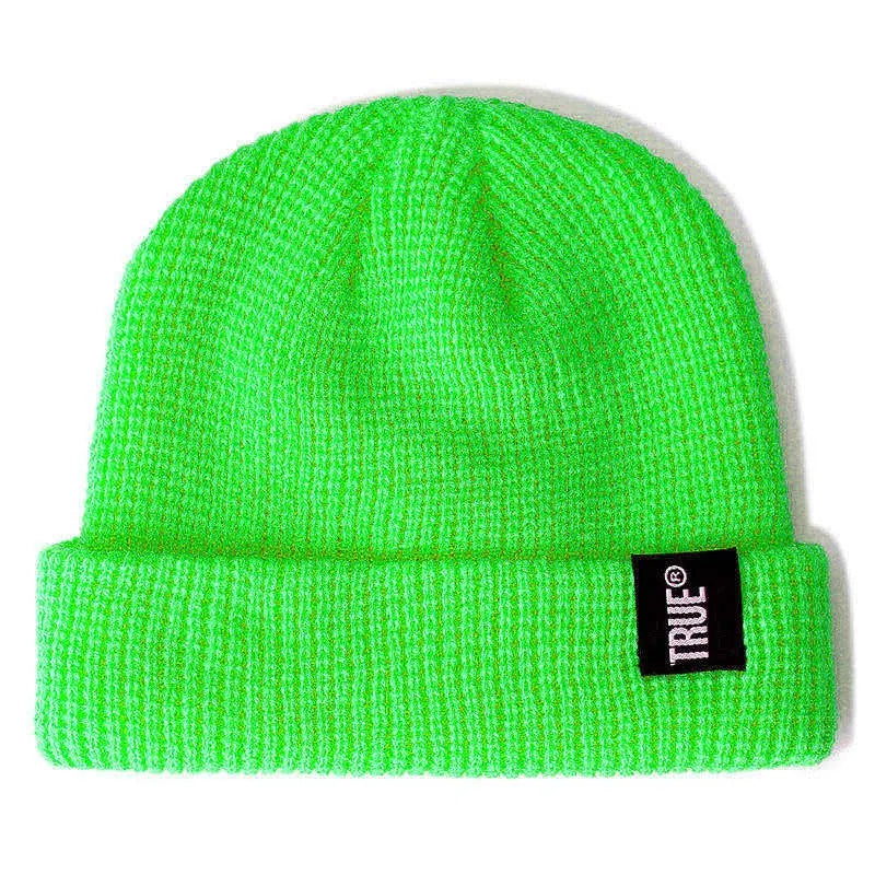 Hot Sale Daily Short Beanie Hat Unisex Sailor Style Winter Hat Men Women Ribbed Knitted Melon Cap True Letter Baggy Skull Hat