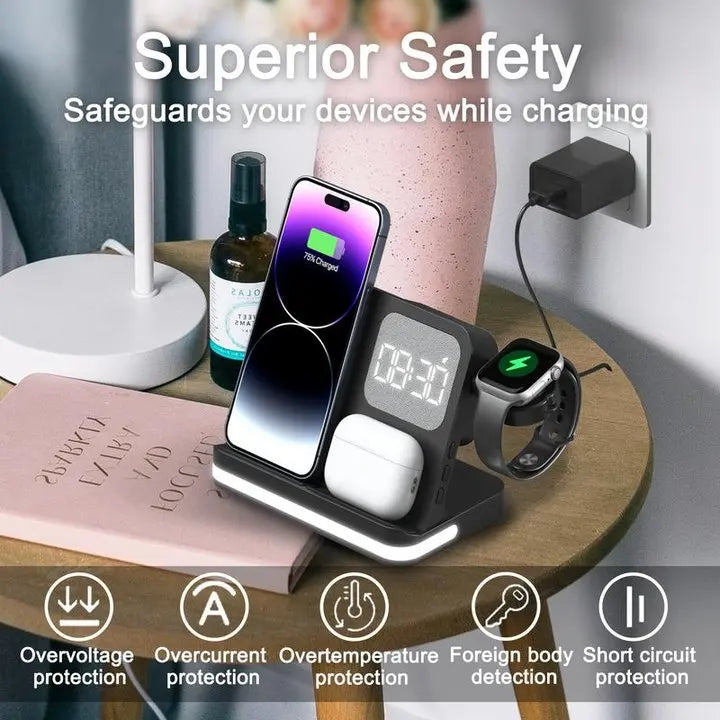 Wireless Charger Stand For iPhone 17-12 Samsung S25 S22 Ultra Fold Z Flip Galaxy Watch Active Buds Fast Charging Station Holder