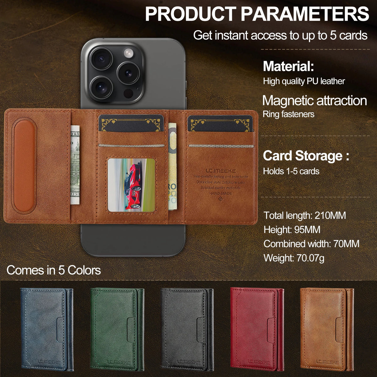 Magnetic Card Solt Bag for iPhone Samsung Google Xiaomi Magsafe Functions Card Holder Wallet PU Leather Men Slim Purses Pocket