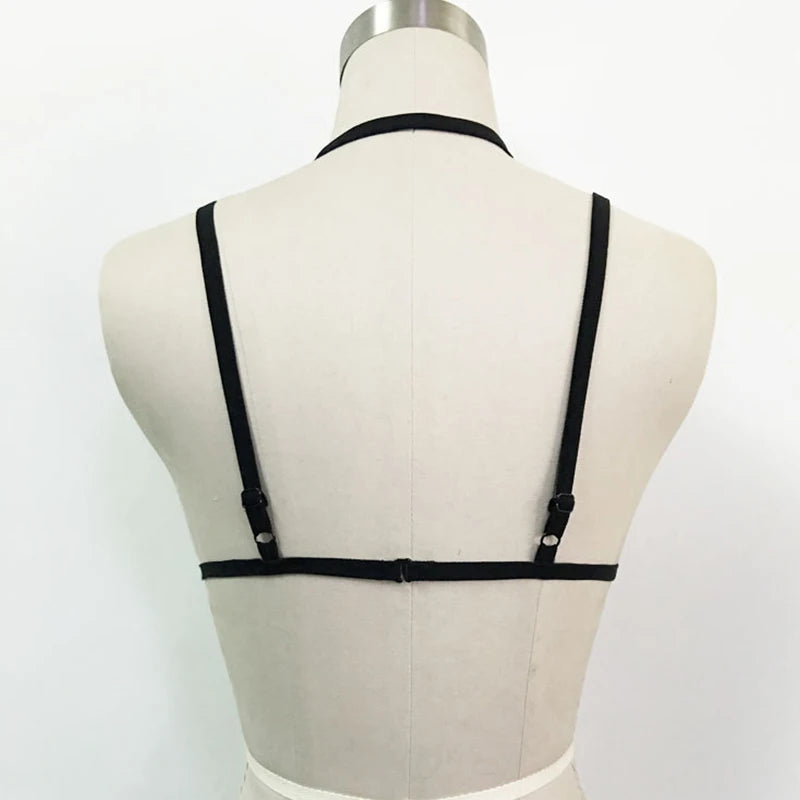 Sexy Alluring Bustier Bandage Cage Cupless Bra Goth Lingerie Elastic Lingerie Bandage Belt Crop Tops