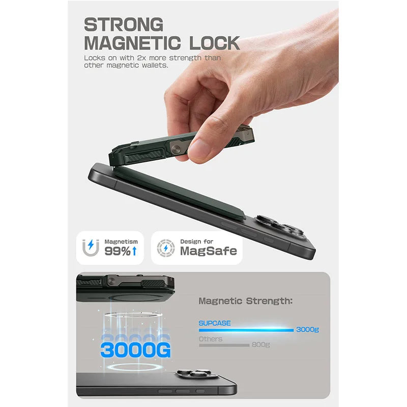 Magnetic Tripod Phone Stand Credit Card Holder for iPhone 16/15/14/13/12 SUPCASE Adjustable Phone Stand Compatible with MagSafe