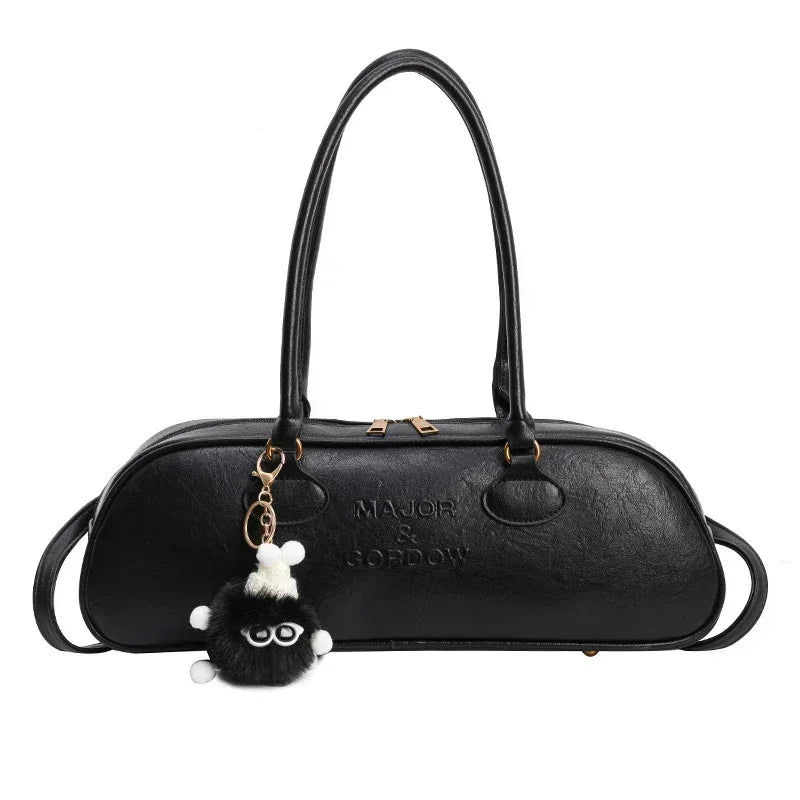 PU High Quality Zipper Shoulder Bags 2024 Sewing Thread Handbags for Women Large Capacity Versatile Shopping Free Shipping