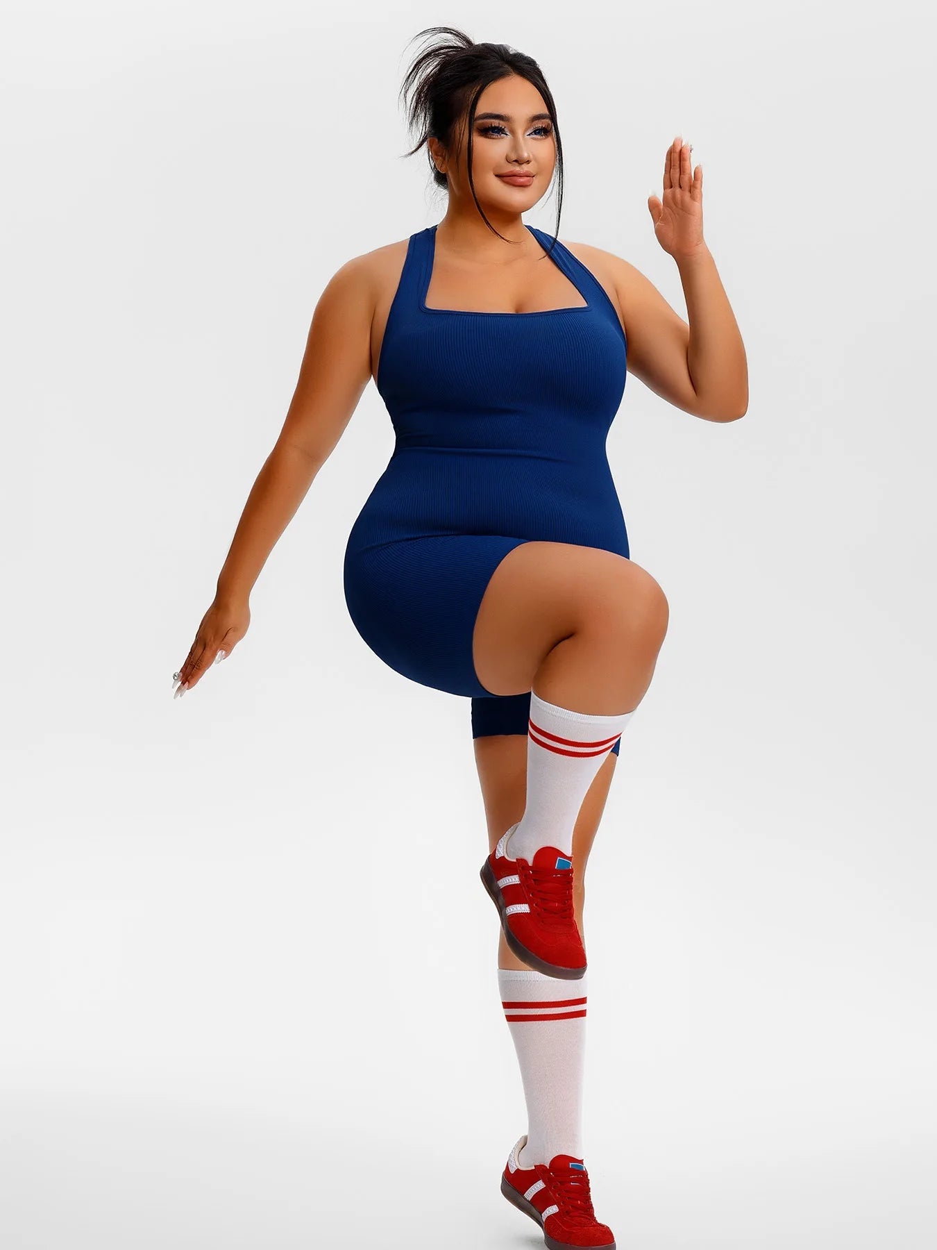 New plus size women's sports jumpsuit yoga suit suspender beautiful back fitness quick-drying high-end buttocks shapewear