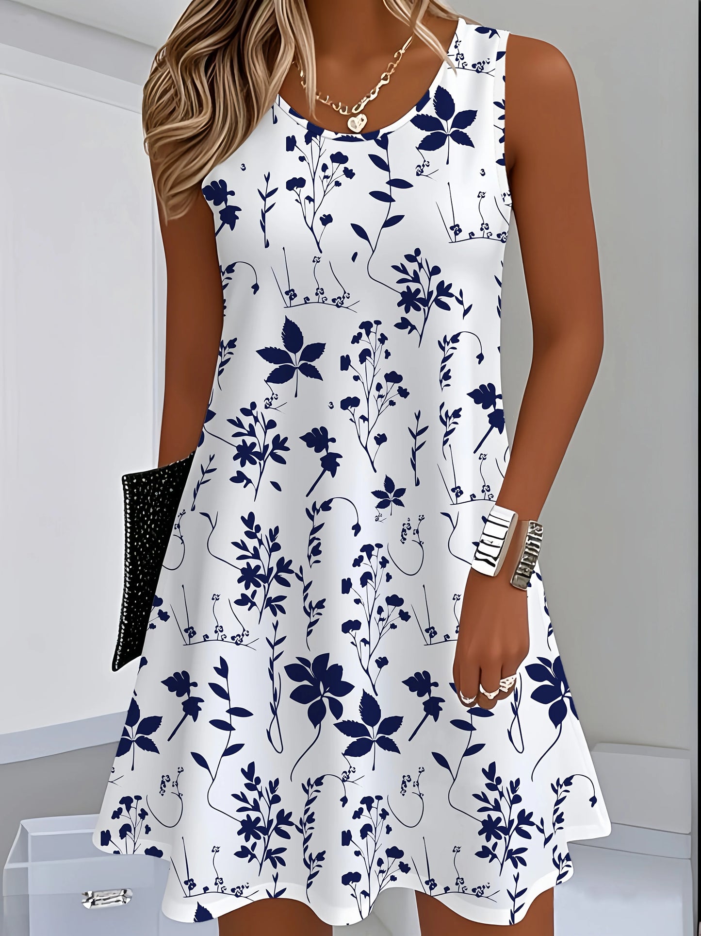 Women's Casual Floral Print Maxi Dress Short Sleeve Round Neck Dress Bohemian Beach Vacation Dress Y2k Ladies Clothes Tee Top