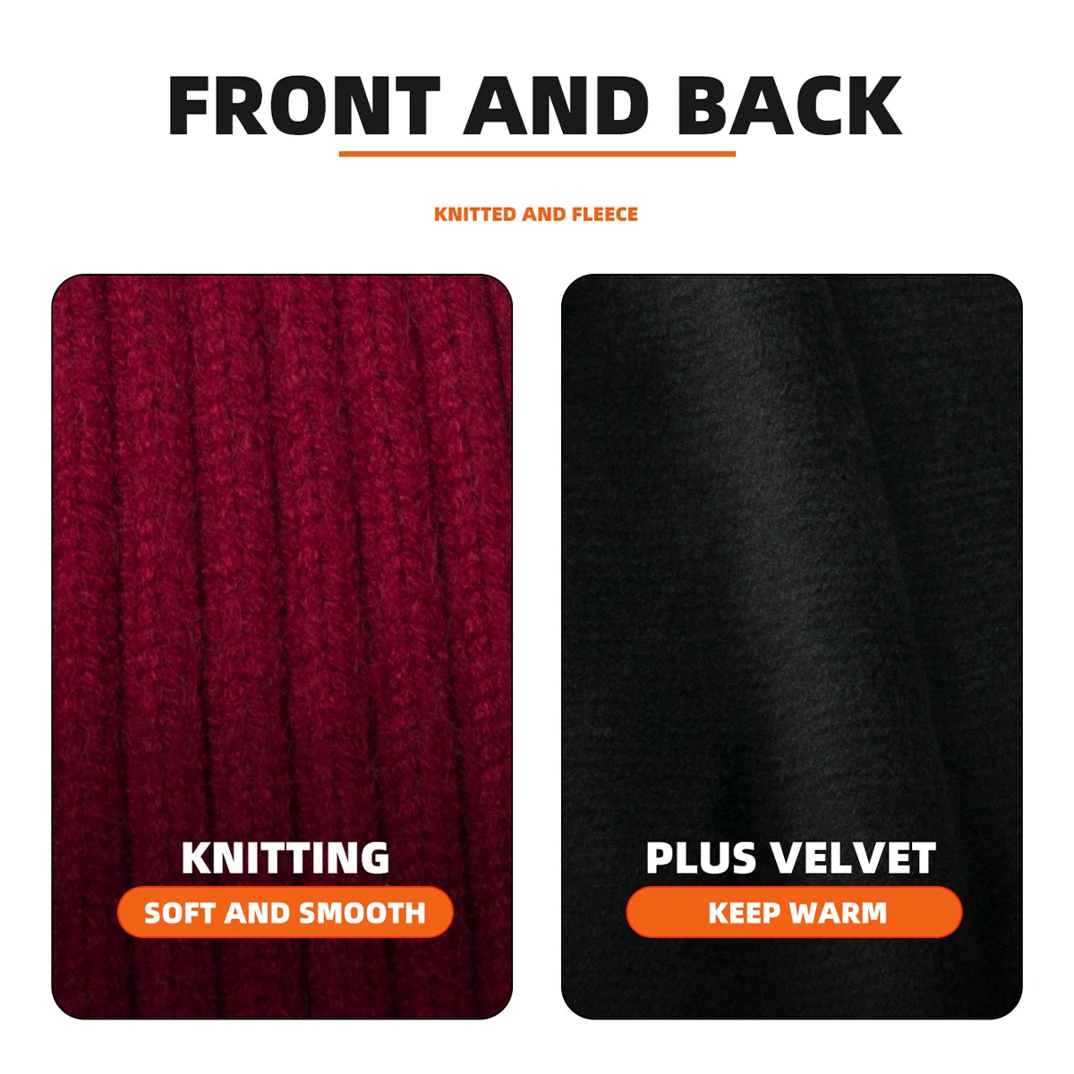 WRELS Winter Hats Thickened Knitted Beanie Caps Elasticity Pullover Hat Warm Outdoor Winter Snow Cap Riding Windproof Hat