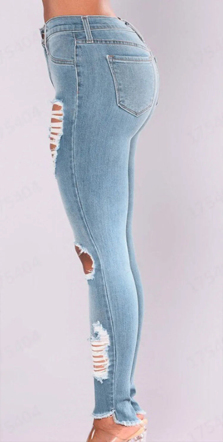 2022 heißer Verkauf Zerrissene Jeans Für Frauen Mode Schlank Stretch Denim Bleistift Hosen Straße Hipster Hosen Casual Weibliche Kleidung