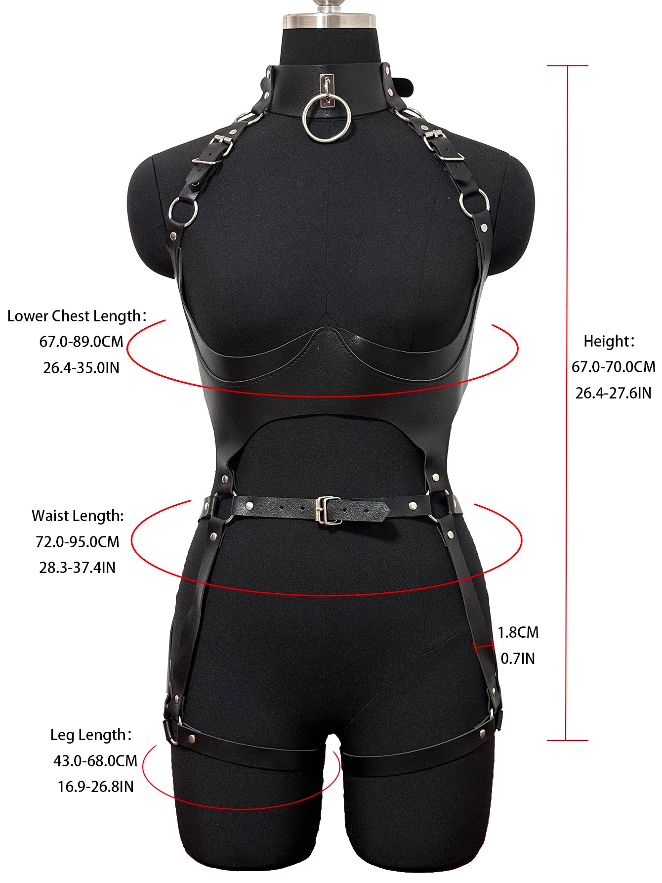 Women's Sexy PU Leather Harness Set Gothic Suspenders Lingerie Erotic Body Garters Belts Fetish Clothing Accessory