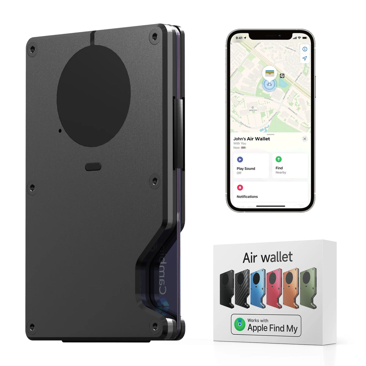 Wallet With Built In Airtag Chip, Rfid Blocking Credit Card Holder, Slim Wallet For Men, Compatible With Apple Find My ios Only